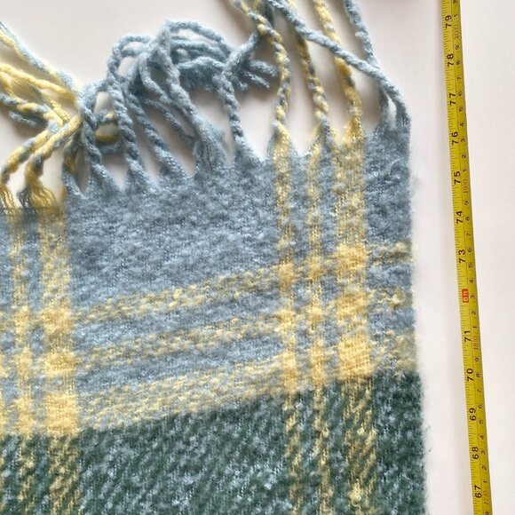 NWT Free People Homecoming Plaid Blanket Scarf School Blue Large Soft Fringed - Picture 6 of 8
